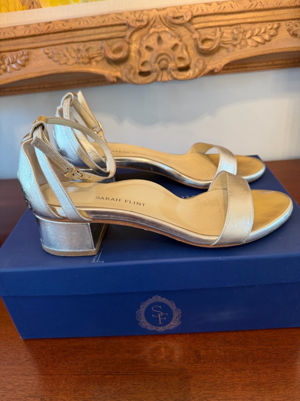 Sarah Flint Perfect Block Sandal 30 Gold Nappa 9 IT 39.5 - Picture 5 of 17